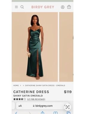 Birdy Grey Satin Maxi Dress in Emerald Green